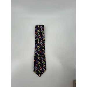 Alynn Neckwear Vintage Slalom Skiing Silk Tie Navy Blue Men's Novelty Necktie